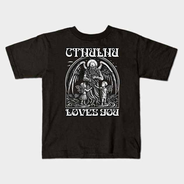 CTHULHU Loves You Kids T-Shirt by AltrusianGrace